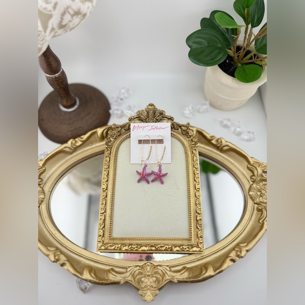 Betsey Johnson Starfish Crystal Drop Earrings - Picture 3 of 5